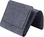 Bringsine 5 Pockets Bedside Caddy, Felt Bed Storage Organizer Hanging Bag Holder for Magazine Book Phone Tablet iPad Cables Remote and Glasses Holder Home Dorm Bed Sofa-Dark Gray