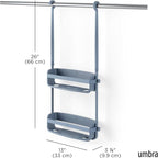 Umbra Flex Hanging Shower Caddy with 2 Shelves, Bathtub Shelf and Bathroom Organizer, Slate Blue
