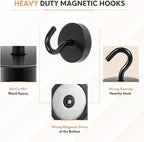 Neosmuk Magnetic Hooks, Cruise Ship Essentials, 120lb+ Heavy Duty Magnetic Hooks for Cruise Cabins, Refrigerator, Grill, Hanging, and Travel | Extra Strong Must-Haves Magnet Hook,Black, Pack of 10
