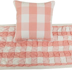 The HomeCentric King/Queen/Twin Peach Pink Decorative CA King 86"x18" Bed Runner with Pillow Cover, Textured & Buffalo Checks Bed Scarf on Cotton Fabric - Buffalo Plaid Peach