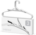 No Hassle-Hangers Best Clothes Hanger Ultra Soft Rubberized Grip Clip Keeps Garments in Place and Off the Floor. Perfect for Wide Neck Silks & Satin Tops, delicates, Athletic wear. (3, Bright Grey)