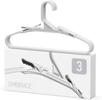 No Hassle-Hangers Best Clothes Hanger Ultra Soft Rubberized Grip Clip Keeps Garments in Place and Off the Floor. Perfect for Wide Neck Silks & Satin Tops, delicates, Athletic wear. (3, Bright Grey)