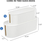 FABROK 2 Pack Cable Management Box, Cord Organizer Box with 20 Cable Ties, Power Strip Storage to Hide Charger Adapter Power Cord Charging Station White (Small+Large)