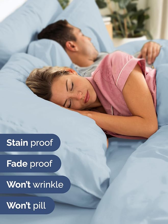Extra Deep Pocket Full Sheets - 4 Piece Breathable & Cooling Bed Sheets - Hotel Luxury Bed Sheet Set - Soft, Wrinkle Free & Comfy - Easily Fits Extra Deep Mattresses - Deep Pocket Sky Blue Sheets Set