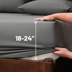 Extra Deep Pocket Queen Sheets 18-24 Inch 1000 Thread Count 100% Egyptian Cotton Sateen Weave Soft Breathable 4 Pieces（Queen,Dark Grey）
