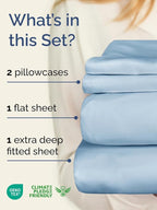 Extra Deep Twin XL Sheet Set - 4 Piece Breathable & Cooling Sheets - Hotel Luxury Bed Sheets Set - Easy & Secure Fit - Soft, Wrinkle Free & Comfy Sheets Set - Sky Blue Sheet Set w/Extra Deep Pockets