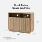 mopio Brooklyn Corner Storage Cabinet, Mid Century Modern Buffet, Entertainment Center, Storage Cabinet with Doors and Shelves, Media Cabinet for 55 inch TV Stand, for Living Room