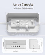 ORICO Cable Management Box with Phone Stand Lid, Large Cord Organizer Case for Hiding Power Strips & Surge Protectors, Heat Dissipation Desktop Wire Hider for Home, Office, School - PB02