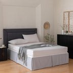Queen Bed Skirt, Grid Plaid Soft Quadruple Pleated Ruffle Bed Skirt, Tailored Dust Ruffle 12 Inch Drop Easy Fit, Machine Washable (Silver Grey)