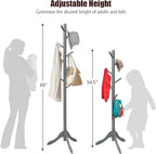 Tangkula Wooden Tree Coat Rack Freestanding, Entryway Coat Stand with 8 Hooks, Height Adjustable Coat Tree, Coat Hanger Stand for Home Office Hall Entryway