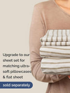 Extra Deep Full Fitted Sheet - Hotel Luxury Single Fitted Sheet Only - Easily Fits 18 inch to 24 inch Mattress - Ultra Soft, Wrinkle Free with Extra Deep Pockets - Breathable & Comfy - Beige Stripes
