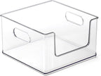 BINO | Stackable Plastic Storage Bins, Open-Front - Clear | THE CLARUS COLLECTION | Pantry Organizers and Storage Containers | Fridge Organizer Bins | Kitchen Cabinet Organizer | Medicine Cabinet Bin