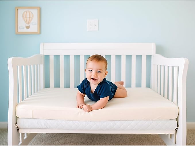 Organic Cotton Crib Mattress Protector (Water-Resistant) - Breathable Fitted Liner Pad, GOTS-Certified, Hypoallergenic, Made in USA - Cradle 36"x18" - Pack of 2
