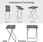 Tv Trays Folding Tv Table, Dinner Table for Eating with Sturdy Metal Frame, Small Foldable Snack Trays Table for Living Room, Couch,Sofa, Bed, No Assembly Required (Black Marble 2-Piece Set)