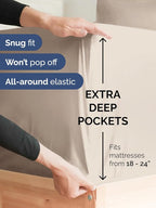 Extra Deep Cal King Fitted Sheet - Hotel Luxury Single Fitted Sheet Only - Easily Fits 18 inch to 24 inch Mattress - Ultra Soft, Wrinkle & Fade Free w/Extra Deep Pockets - Breathable & Comfy - Wheat