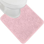 GORILLA GRIP Plush Absorbent Shaggy Chenille Bath Rug Mat for Oval Toilet Base with Rubber Backing, Machine Washable Rugs, Soft Microfiber Contour Mats for Toilets, Bathroom Decor, Lt Pink