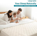 FABDREAMS Organic Quilted Mattress Protector Queen Size | Mattress Pad| Mattress Cover| Naturally Breathable | Noiseless| Fits up to 17" Deep Pocket| Temperature Regulating | Ivory