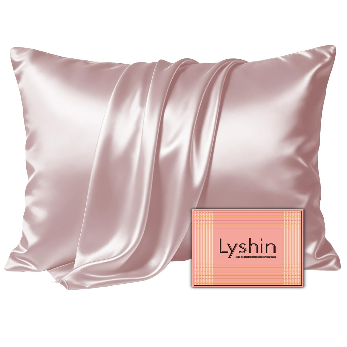 LYSHIN Silk Pillow Cases Standard Size with Hidden Zipper, Silver Grey