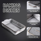 KOOV Bakeware Set, Ceramic Baking Dish Set, Rectangular Casserole Dish Set, Lasagna Pan, Baking Pans Set for Cooking, Cake Dinner, Kitchen, 9 x 13 Inches, Reactive Glaze 3-Piece, Variable Grey