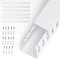 ZhiYo H1.6in W1.2in Professional Server Rack Cable Management Raceway, 99in (6 x L16.5in) Cable Raceway Kit, Electrically Safe PVC Open Slot Wire Raceway for Under Desk/Computer/Network Cords, White