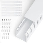 ZhiYo H1.6in W1.2in Professional Server Rack Cable Management Raceway, 99in (6 x L16.5in) Cable Raceway Kit, Electrically Safe PVC Open Slot Wire Raceway for Under Desk/Computer/Network Cords, White