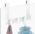 PMMASTO No-Drill Extra Long Shower Hooks, Fits 3/8" Thick Door, Heavy Duty Stainless Steel Towel Hooks for Frameless Glass Shower Door, Holds Bathrobe Towel (White, 4 T-Hooks)
