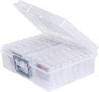 novelinks Transparent 4" x 6" Photo Organizers and Photo Storage Box with Handle, 16 Inner Photo Cases, Portable Picture Organizers & Photo Storage Containers (Clear-Silver Handle)