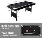 7 Foot Pool Table for Family, Foldable No Assembly Pool Table with Balls, Cues, Chalk, Rack & Brush, Portable Billiards Game Table for Apartment, Basement, Office & Game Room