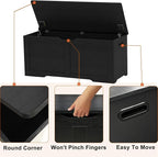 Timberer 39.4" Storage Chest, Wooden Storage Bench, Lift Top Toy Chest with 2 Safety Hinges, Large Toy Box, Entryway Bench for Living Room, Bedroom, Black