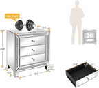 VINGLI Mirrored Nightstands Set of 2, Modern Bedside Table 3 Drawer Glass Side