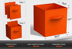 Sorbus Foldable Storage Cubes - 6 Fabric Baskets for Organizing Pantry, Shelf, Toy Box, Cubby, Closet - 11 Inch Collapsible Closet Organizers and Storage Bins with Handle (Orange)