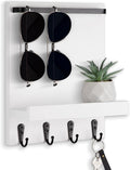 Key Holder Wall Mount, Key Holder for Wall with 4 Hooks, Farmhouse Key Hanger Holds Dog Leash, Sunglasses – Decorative Mail Organizer Home Decor (White)