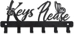 Deveosa Key Hooks Holder for Wall Decorative - Small Blakc Cute Front Door Car Garage Keyholder Entryway Sign House Hanging Key Chain Ring Hangers Stand for Wall Mount Racks