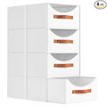 Homsorout Closet Organizers and Storage - Large Stackable Storage Bins with Drawer, Fabric Bins for Organization, Collapsible Storage Drawers Organizer for Bedroom, Living Room, 4 Pack, White