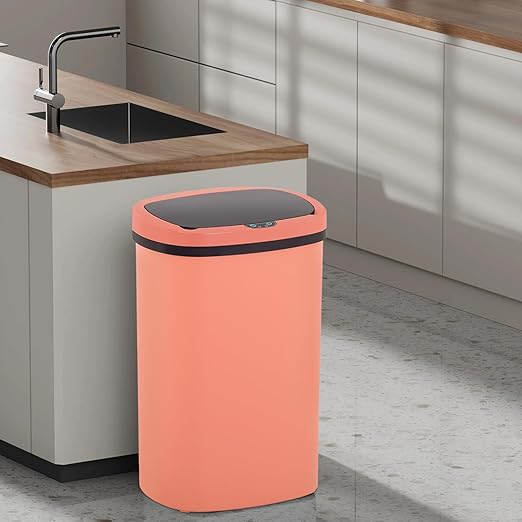 PayLessHere | 13 Gallon Plastic Trash Can | Pink | Automatic Touchless Lid with Motion Sensor | Kitchen Garbage Can with Waterproof Design | for Home, Office, Bathroom | Pack of 2
