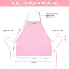 Jubatus 2 Pack 3 Pockets Adjustable Bib Apron Chef Kitchen Cooking Aprons for Women Men, Pink
