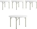 PRO&Family Commercial Round Folding Table, White Top, Powder-Coated Steel Frame, High-Impact Polyethylene Construction, Perfect for Wedding, Party, Shool, Church. (4, 48")