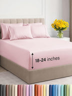 Extra Deep Full Sheet Set - 6 Piece Breathable and Cooling Sheets - Hotel Luxury Bed Sheets Set - Easy Fit - Soft, Wrinkle Free and Comfy Sheets Set - Lavender Pink Sheet Set with Extra Deep Pockets