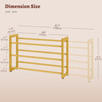 FAVOOSTY 3-Tier Expandable Shoe Rack, Adjustable Shoe Shelf Storage Organizer Space Saving Metal Free Standing Shoe Rack for Entryway Closet Doorway, Gold