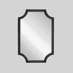 WallBeyond 20" x 30" Full Scalloped Corners Arch Rectangle Wall Mirror with Wood Frame for Entryway, Living Room or Bedroom Home Decor - Light Woodgrain [20" x 30" Black]