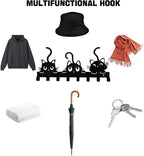Key Holder Wall Mounted with Screws and Anchors, Black Multifunctional Key Hanger with 8 Hooks, Entryway Front Door Kitchen Hallway Garage Office