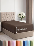 Extra Deep Twin Fitted Sheet - Hotel Luxury Single Fitted Sheet Only - Easily Fits 18 inch to 24 inch Mattress - Ultra Soft, Wrinkle Free w/Extra Deep Pockets - Easy-Care, Breathable & Comfy - Brown