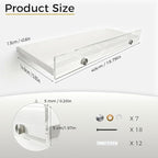 Over the Toilet Shelves - Wall Mounted Floating Shelves with Clear Acrylic Lip, 15.7" Rustic Farmhouse Bathroom Storage Shelves, 3 Pack White