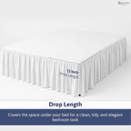 KRISHNA Ruffled Bed Skirt with Split Corners Queen, 100% Microfiber Hotel Quality, 15 Inch Drop Dust Ruffle Gathered Bedskirt with Platform, 60" x 80", White