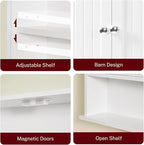 TEENFON Medicine Cabinet with Adjustable Shelves and Towel Rack, Wall Mounted Bathroom Cabinet Over the Toilet Storage for Bathroom, Living Room, White