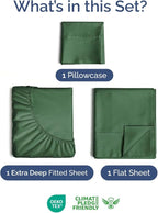 Extra Deep Pocket Twin XL Sheets - 3 Piece Breathable & Cooling Bed Sheets - Hotel Luxury Bed Sheet Set - Soft, Wrinkle Free & Comfy - Easily Fits Extra Deep Mattresses - Emerald Green Sheets Set