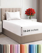 Extra Deep Pocket Twin XL Sheets - 3 Piece Breathable & Cooling Bed Sheets - Hotel Luxury Sheet Set - Soft, Wrinkle Free & Comfy - Easily Fits Extra Deep Mattresses - Deep Pocket Antique White Sheets