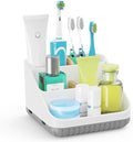 Chintu Bathroom Toothbrush Holders for Countertop - Electric Toothbrush Organizer 6 Slots Tooth Brush Organization for Kids Family, Toothpaste Holder for Bathroom Vanity Organizer Storage White