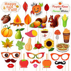 KatchOn, Happy Fall Photo Booth Props - Pack of 34 | Fall Photo Props | Festival Photo Props | Thanksgiving Photo Booth Props, Thanksgiving Props for Photoshoot - color: Brown