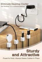 Maveek Magnetic Cord Holders, 5 Pack Silicone Magnet Cable Clips with Metal Plates, Standing Desk Wire Organizer for USB Charging Cables, Nightstand, Car, Metal Surface (Small, White)